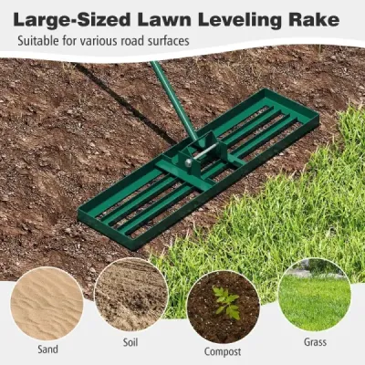 Vyrovnávacie hrable na trávnik s ergonomickou rukoväťou na zem 91 x 25 cm Zelené