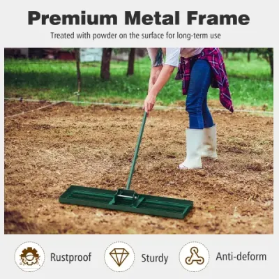 Vyrovnávacie hrable na trávnik s ergonomickou rukoväťou na zem 91 x 25 cm Zelené