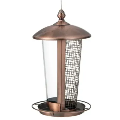 Závesné kŕmidlo 2 v 1 pre voľne žijúce vtáky 16 x 28 cm bronz