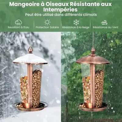 Závesné kŕmidlo 2 v 1 pre voľne žijúce vtáky 16 x 28 cm bronz