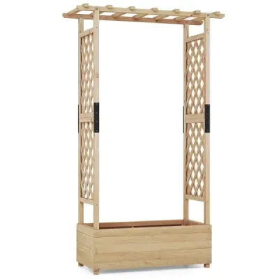 Vyvýšený záhon s mriežkou a závesnou strieškou, debnička na sadenice s podperou na šplhanie 110 x 44 x 182 cm Príroda