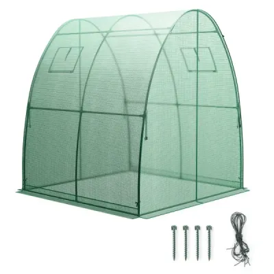 Fóliový skleník s PE krytom do každého počasia a rolovacími dverami a oknom 181 x 181 x 200 cm Zelený