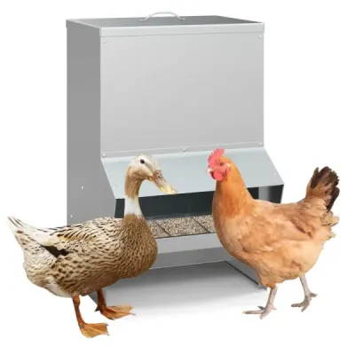 Pozinkované kŕmidlo pre kurčatá s kapacitou 22 kg Nástenné automatické kŕmidlo pre hydinu s vekom