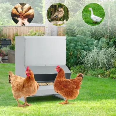 Pozinkované kŕmidlo pre kurčatá s kapacitou 22 kg Nástenné automatické kŕmidlo pre hydinu s vekom