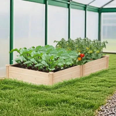 Kvetinový box vyvýšený záhon Drevený kvetináč štvorcový záhradný záhon s otvorenou základňou Záhradný záhon pre záhradu trávnik terasu balkón 102 x 102 x 30 cm Prírodný