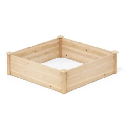 Kvetinový box vyvýšený záhon Drevený kvetináč štvorcový záhradný záhon s otvorenou základňou Záhradný záhon pre záhradu trávnik terasu balkón 102 x 102 x 30 cm Prírodný