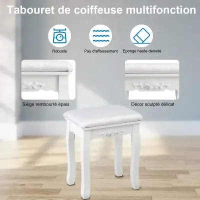 Toaletný stolík s LED osvetlením s nastaviteľným jasom Toaletný stolík so 4 zásuvkami biely