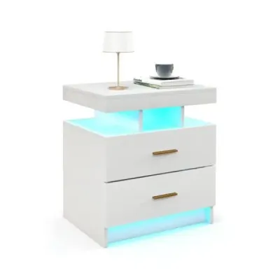 Nočný stolík s LED osvetlením Nočný stolík s 2 zásuvkami 50 x 40 x 58 cm čierny