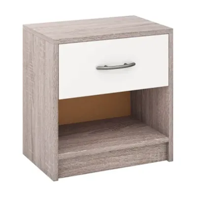 Nočný stolík so zásuvkou Malý nočný stolík s otvorenou priehradkou 38,5 x 28 x 40,5 cm Svetlosivá + biela