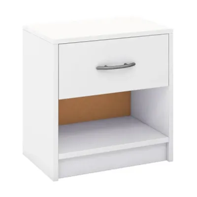 Nočný stolík so zásuvkou Malý nočný stolík s otvorenou priehradkou 38,5 x 28 x 40,5 cm Biely