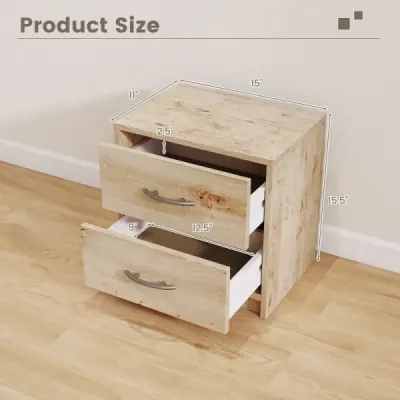 Nočný stolík s 2 zásuvkami Malý príručný stolík Nočný stolík Rozkladací stolík Nočný stolík Dub