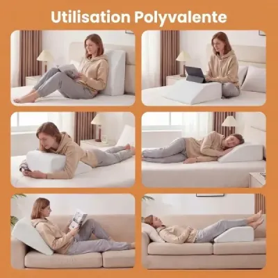Penový vankúš na zdvíhanie nôh, odnímateľný, prateľný, ortopedický na chodidlá a kolená, biely