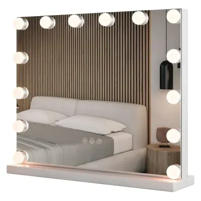 Hollywoodské zrkadlo s osvetlení  stolové zrkadlo s 14 stmievateľnými LED svetlami a 3 farbami svetla 50 x 12 x 43 cm-s