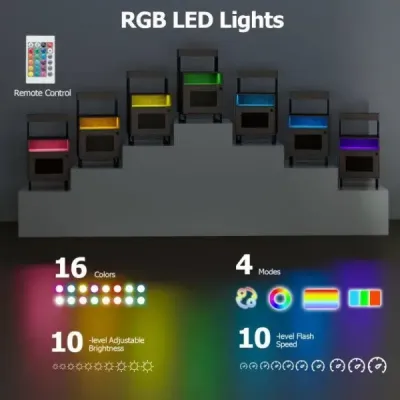 Moderner Nachttisch mit LED-Lichtern & Oberem Tablett Beistelltisch Sofatisch Nachtschrank Grau