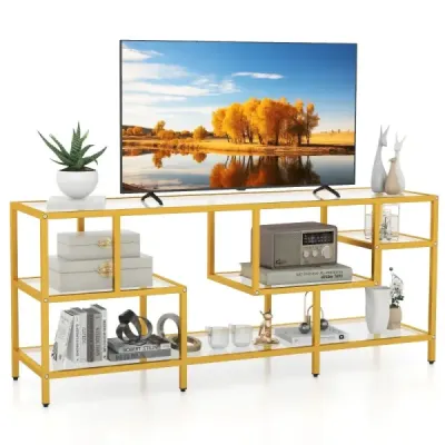 TV skrinka TV stolík pre televízory do 65 palcov TV stolík zlatý 147 x 40 x 62 cm