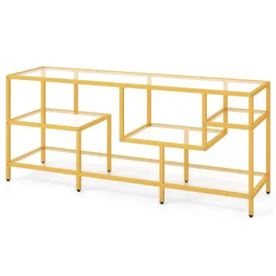TV skrinka TV stolík pre televízory do 65 palcov TV stolík zlatý 147 x 40 x 62 cm