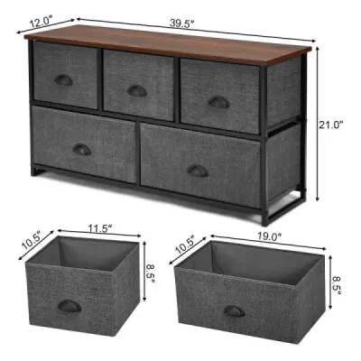 Úložná jednotka s 5 zásuvkami Horizontálna komoda v tvare kocky 100 x 30 x 53,5 cm