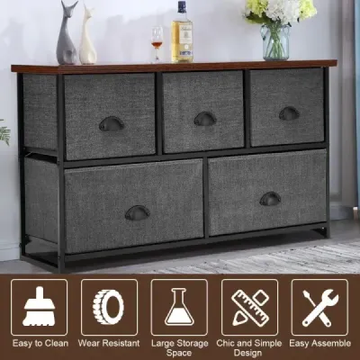 Úložná jednotka s 5 zásuvkami Horizontálna komoda v tvare kocky 100 x 30 x 53,5 cm