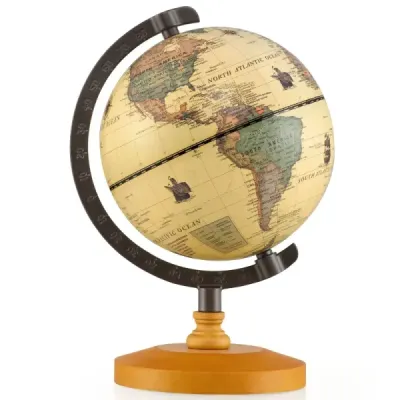 Glóbus Ø14cm s kovovým stojanom Vzdelávací/geografický glóbus hnedý