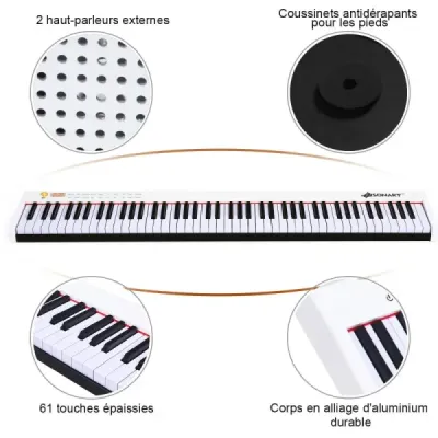 Digitálne piano s 88 klávesmi prenosná elektronická klávesnica 127 x 21,5 x 6,5 cm biela + čierna