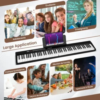 88-klávesová klaviatúra s 1000 rytmami 1000 nôt Skladacie digitálne piano čierna