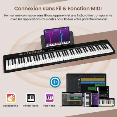 88-klávesová klaviatúra s 1000 rytmami 1000 nôt Skladacie digitálne piano čierna