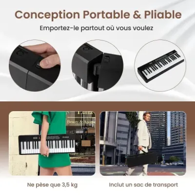 88-klávesová klaviatúra s 1000 rytmami 1000 nôt Skladacie digitálne piano čierna