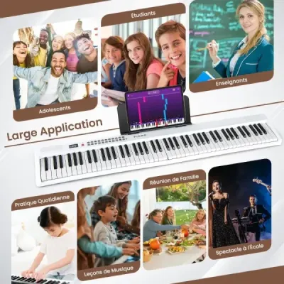 88-klávesová klaviatúra s 1000 rytmami 1000 nôt Skladacie digitálne piano Biela