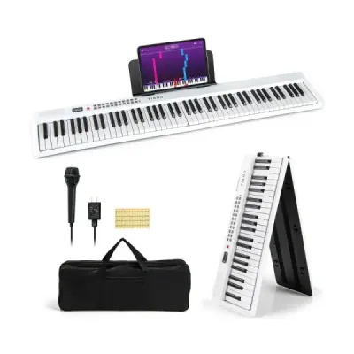 88-klávesová klaviatúra s 1000 rytmami 1000 nôt Skladacie digitálne piano Biela