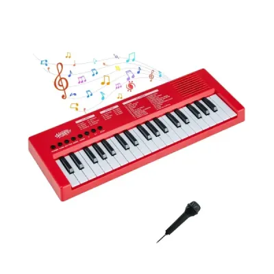 Detský klavírny keyboard, 37 klávesov, prenosný elektrický klavír s 8 rytmami, 8 zvukmi a 22 demami, červený