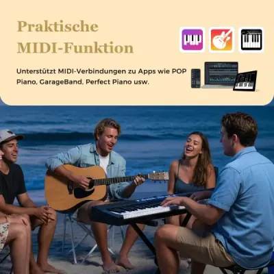 88 klávesové elektrické piano s nastaviteľným stojanom, stoličkou a pedálom sustain Keyboard Čierna