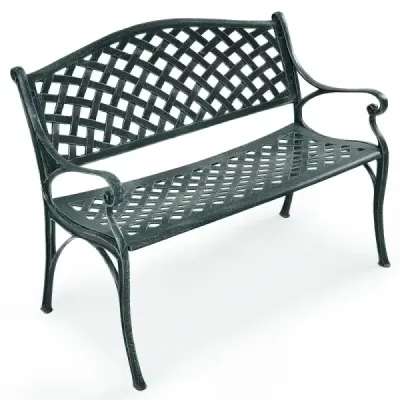 Záhradná lavička Hliníková lavička s podrúčkami Lavička 103 x 55 x 82 cm Antique green