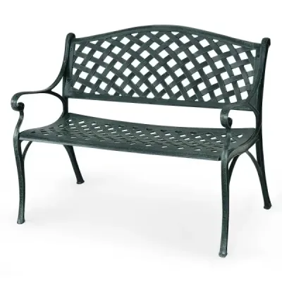 Záhradná lavička Hliníková lavička s podrúčkami Lavička 103 x 55 x 82 cm Antique green