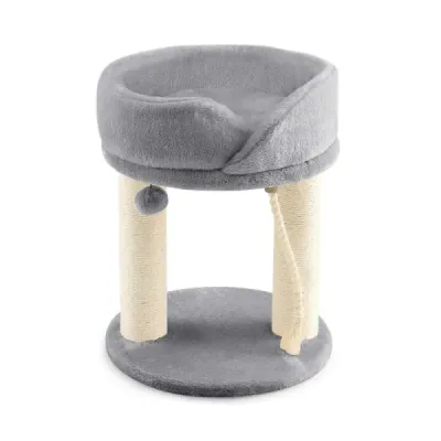 Cat Tree Škrabadlo pre mačky s mäkkým sedadlom Sisalová veža pre mačky Sivá
