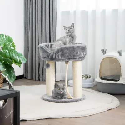 Cat Tree Škrabadlo pre mačky s mäkkým sedadlom Sisalová veža pre mačky Sivá