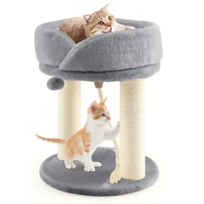 Cat Tree Škrabadlo pre mačky s mäkkým sedadlom Sisalová veža pre mačky Sivá