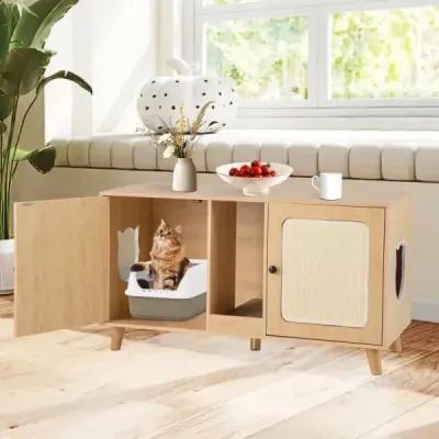 Skrinka pre mačky na podstielku Skrinka na podstielku s 2 dvierkami Domček pre 2 mačky Príroda