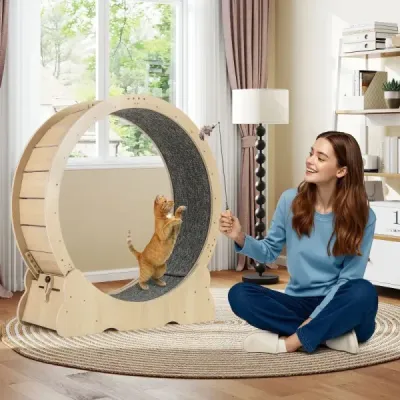 101 cm veľký tréningový pás pre mačky s uzamykateľným mechanizmom, prírodný