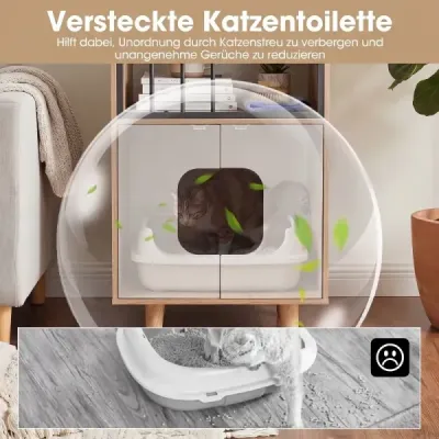 Domček pre mačky 3 v 1 v tvare domu – moderná skriňa pre mačky so stabilnými nožičkami, rozmery 50 x 48,5 x 100 cm