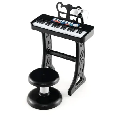 37 klávesov detská klávesnica detské elektronické piano so stoličkou mikrofónom a stojanom na noty čierna
