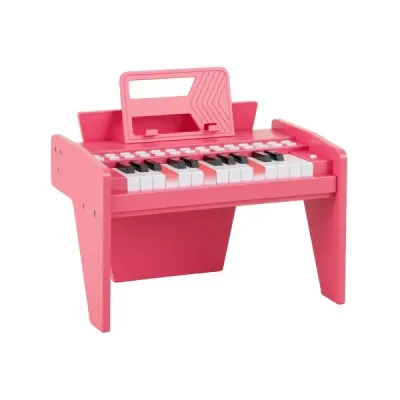 25-klávesová detská mini digitálna piano drevená hračka s nastaviteľnou rýchlosťou ružová