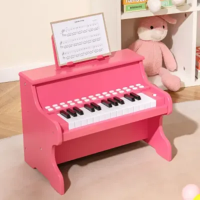 25-klávesové mini digitálne piano pre deti, elektrické piano s nastaviteľnou rýchlosťou, ružové