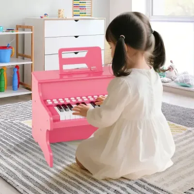 25-klávesové mini digitálne piano pre deti, elektrické piano s nastaviteľnou rýchlosťou, ružové