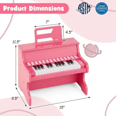 25-klávesové mini digitálne piano pre deti, elektrické piano s nastaviteľnou rýchlosťou, ružové