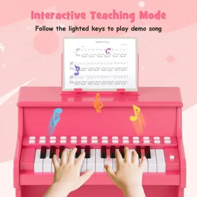 25-klávesové mini digitálne piano pre deti, elektrické piano s nastaviteľnou rýchlosťou, ružové