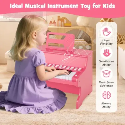 25-klávesové mini digitálne piano pre deti, elektrické piano s nastaviteľnou rýchlosťou, ružové