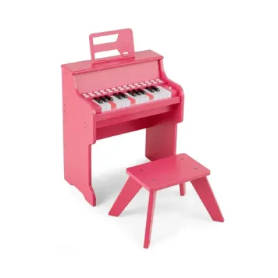 25-klávesové mini digitálne piano so stoličkou, detské piano s nastaviteľnou rýchlosťou, ružové