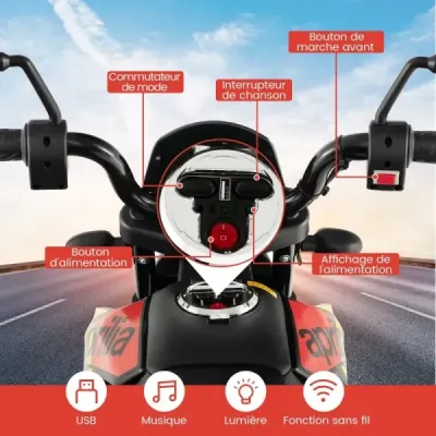 12V detská elektrická motorka s tréningovými kolesami Aprilia Licencovaná elektrická motorka čierna