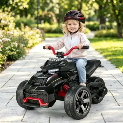 Detská elektrická štvorkolka 12V, Detská štvorkolka s rýchlosťou 3-7 km/h, 111 x 72 x 64 cm, Čierna
