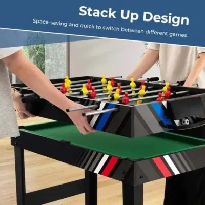 125CM 4-v-1 herný stôl s príslušenstvom pre domácu herňu - čierny